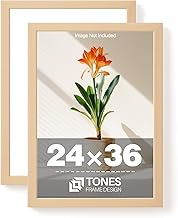 TONES FRAME DESIGN 24x36 Frame Set of 2 Natural Wood Picture Frames Large 24x36 Poster Frame with Sh