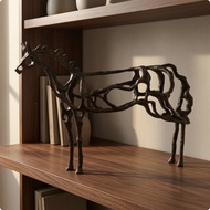 Openwork Horse Sculpture Hollow Metal Horse Figurine Creature Ornament Skeletal Frame Home Decor Dec