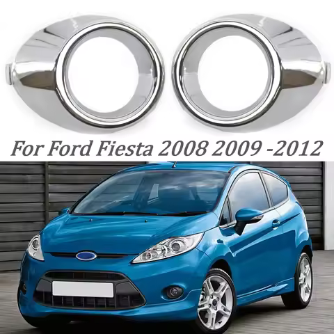 Car Accessories Chrome Front Left/Right Side Bumper Fog Light Lamp Cover Grille Grill For Ford fiest