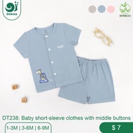 Dokma (4.5-8.8kg) DT238 Children's Short-Sleeved Shirt Set Bamboo Fiber Cloth (1-3M 3-6M 6-9M)