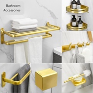 Gold Bathroom Accessories Towel Rack Shower Shampoo Shelf Toilet Paper Holder Toilet Brush Holder