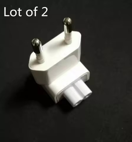 Used 2X EU 2pin Wall Plug European For Apple MacBook Pro iPad iPhone Charger Adapter