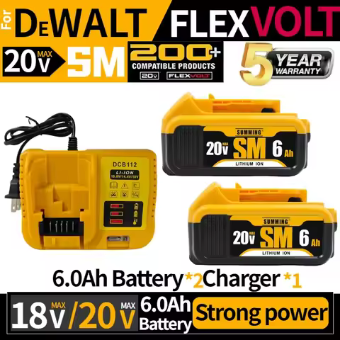 For DEWALT 20V MAX Rechargeable Tool Lithium-ion Battery 6000mAh power Tool Battery DCB200 Series Mo