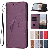 Leather Wallet Flip Case for Samsung Galaxy S26 S25 Edge S24 FE Plus Ultra F16 5G Triangle-Embossed 