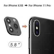 ฝาครอบเลนส์กล้องสำหรับ iPhone X XS XR XsMaxอุปกรณ์ป้องกันกล้องสติกเกอร์โลหะวินาทีเปลี่ยนมาเป็น iPhone 11 Pro Max