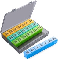 Pill Cases Box Organizer 7 Days 28 Grids 4 Times One Day Portable Travel with Large Compartments for