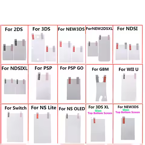 1-10pcs For 2DS 3DS New 3DS XL NDSi XL NDSL Wii U Swtich Lite LCD Protector Top Bottom HD Clear Prot