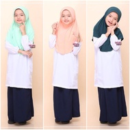 Tudung Sekolah Awning Scuba [Hijau muda, Peach, Hijau lumut] Tudung Si Comel TKRS