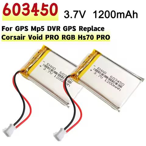 603450 3.7V 1200mAh Li-ion Polyme Battery for GPS Mp5 DVR GPS Replace Corsair Void PRO RGB Hs70 PRO 