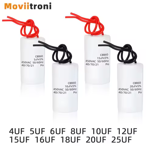 CBB60 Capacitors Motor Run For Start Water Conditioner Compressor Air Pump Machine 1PCS 4fu 5uf 8uf