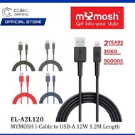 MYMOSH EL-A2L120 CABLE I-CABLE TO USB-A OPTIMAL CHARGE 12W 1.2M/30KG TEAR RESISTANCE/CHARGE & SYNC/4