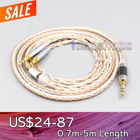 LN007008 16 Core OCC Silver Plated Mix Headphone Earphone Cable For Hifiman Sundara Ananda HE1000se 
