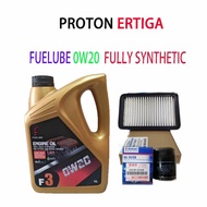PROTON SUZUKI  ERTIGA  OIL FILTER + AIR FILTER +  FUELUBE  0W20  FULLY SYNTHETIC ENGINE OIL