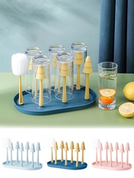 Cup Drying Rack Dust-Proof Glass Cup Drainer Holder Stand Detachable Bottle Dish Drying ShelfStorage Tray Kitchen Supplies