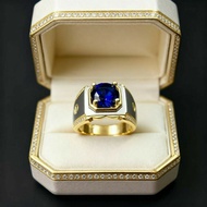 Blue Sapphire Men's Ring Diamond Ring Custom Ring Blue Diamond Ring Men's Silver Ring Luxury Men's R