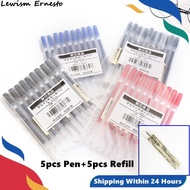 LE [MUJI BRAND] 5PCs Pen+5pcs Refills 100% Original Japanese Gel Pen 0.38/0.5mm Black Ink Pen