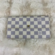 LV Damier Azur棋盤格白色長夾