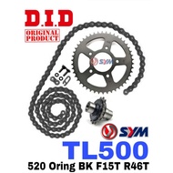 ORI SYM Sprocket Set TL500 DID VO 520 O-Ring Black Chain Rantai Oring Motor Gear TL500 SYM500 SPARE 