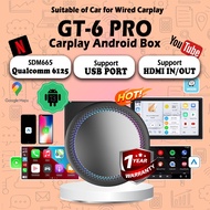 GT-6 PRO Carplay Ai Box 8GB+128GB Android 13 HDMI IN/OUT USB PORT Built in GPS Wireless Apple Carpla
