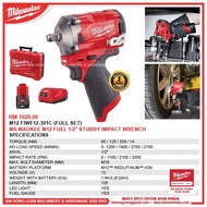 MILWAUKEE M12 FIWF12 -301C (FULL SET) M12 Fuel 1/2" Stubby Impact Wrench