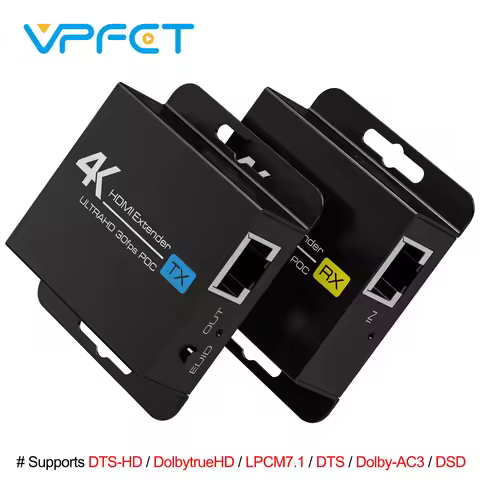 HDMI Extender Over Ethernet Cat5e/6 Up to 130Ft Adapter Converter Power Over Cat Support 4K30Hz 1080