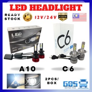GBS ESTORE C6 Headlight LED 12V 24V H4 H3 H1 H7 H8 H11 Fog Light Bulb Lampu Besar LED A10 24v Car Lo