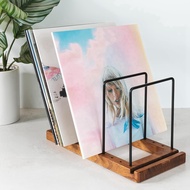 Vinyl Record Storage Holder for 75 LP Modern Album Display Solid Wood Stand Record Stand with Built-