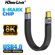 HdoorLink 240W 5A USB C To Type C FPC Cable USB 4.0 40Gbps Gen 3 Thunderbolt 4 8K@60Hz Fast Charge Adapter Cord for M-a-c-B-o-o-k Samsung Xiaomi