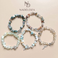 Nadeldza Stone Bracelet Silver Series/ Pebble Stone Bracelet Natural Stone Bracelet/ Women's Stone B