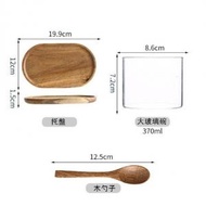 ONE - 日式木質托盤下午茶餐具套裝（相思木大號玻璃套裝）#(ONE)