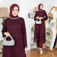 Set Asteria Atasan Tunik Brukat dan Celana -snt