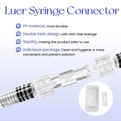 Sterile Transparent Luer Syringe Connector Double Helix Leak Proof Single Packaged Disposable Plasti