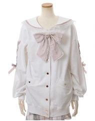 เสื้อแจ็คเก็ตสเวตเตอร์คอปกสีน้ำเงินยาวปักลายผีเสื้อสไตล์หวาน LIZLISA เสื้อคลุมกันหนาวแบบสวมหัวสำหรับ