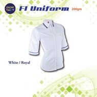 CORPORATE UNIFORM(LADIES CUTTING)WHITE/ROYAL BLUE 65% POLYESTER/35% VISCOSE COLLAR LONG SLEEVE F1310