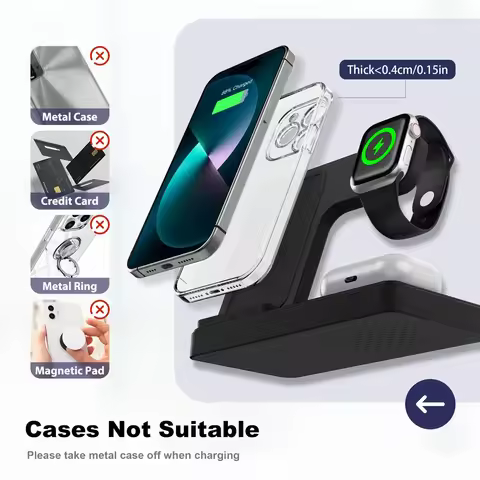 3 In 1 Magnetic Wireless Charger Stand 15W Fast Charging Dock Station Multiple Devices for iPhone 15