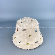 (Set cặp 2c) Nón bucket/Mũ kết vá sọc caro thêu Gấu Free set cặp tình nhân combo 2c - BL135