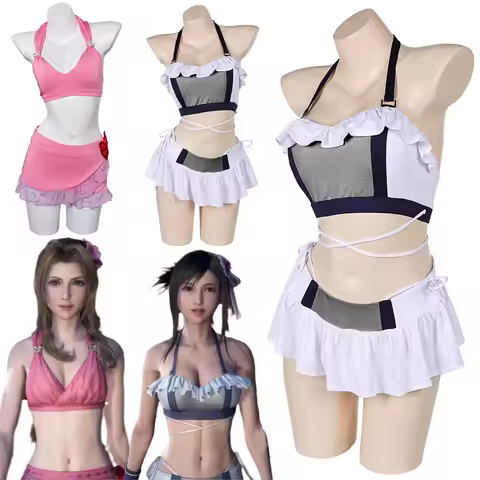 Anime Game Fantasy Of Final FF7 Rebirth Tifa Aerith Aerith Cosplay Swimwear Beach Wear Costume Women