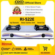 Rinnai Kompor Gas RI-522 E 2 Tungku Bahan Stainless Garansi Resmi RI 522 E / RI522 E / RI 522E / RI-