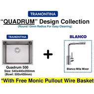 Tramotina "Quadrum" 500 Kitchen Sink + Blanco Mila Sink Mixer + Free Gift
