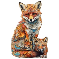 Funnli Wooden Puzzles for Adults- 190 Pcs Fox Wooden Jigsaw Puzzle- 12.8 * 8.3in Wooden Cut Puzzle w