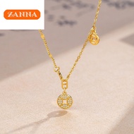 gold 916 original malaysia Coin zircon necklace
