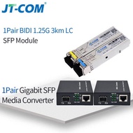 JT-COM Gigabit Media Converter โมดูลรับส่งสัญญาณ SFP 5KM 1000Mbps Fast Ethernet RJ45ไปยังสวิตช์ไฟเบอ