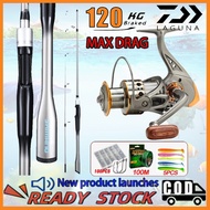 DAIWA Fishing Reel Full Set Spining Rod 1.65-2.1m Joran Pancing Set Alat Memancing Spinning 100KG