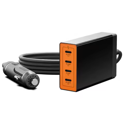 PD3.0 160W 5V-20V USB C Type C Car Charger 4 Ports Fast Charging Car Phone Adapter for iPhone 17/16 