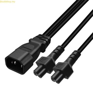 Doublebuy 32cm 1ft IEC320 C14 to IEC320 C5 + C5 Power Cord 1 in 2 Out Y-splitter Adapter Cable Extension Line Extender W