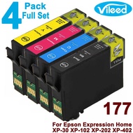 Vileed 4 Pack 177 Bk C M Y For Epson Full Set T177 Print Ink Cartridge T1771 Black T1772 Cyan T1773 