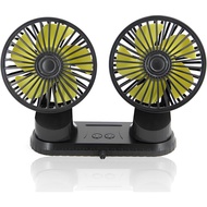Dual-Head USB Car Vent Fan - 360° Rotatable 3-Speed Cooling, Secure Adhesive Base, Quiet for SUVs, T