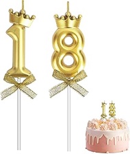 18th Birthday Candles Gold Number Candles Cute 18 & 81 Candle Set Numeral Birthday Candles for Cake 