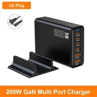 200W USB C Charger Station GaN USB Charge Hub 6 Port Fast Charging Station PD 100W Wall Charger for
