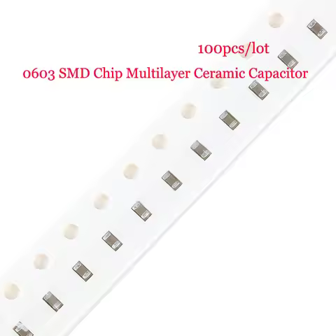 100pcs/lot 0603(1608) SMD Chip Multilayer Ceramic Capacitor 0.5pF 1pF 30pF 47pF 100pF 10nF 100nF 0.1